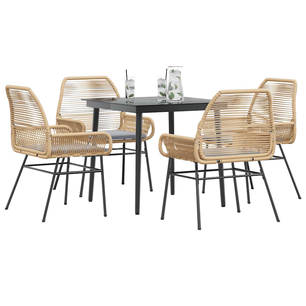 vidaXL 3-delige Tuinset met kussens poly rattan glas zwart