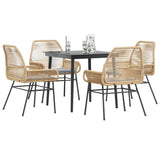 vidaXL 3-delige Tuinset met kussens poly rattan glas zwart