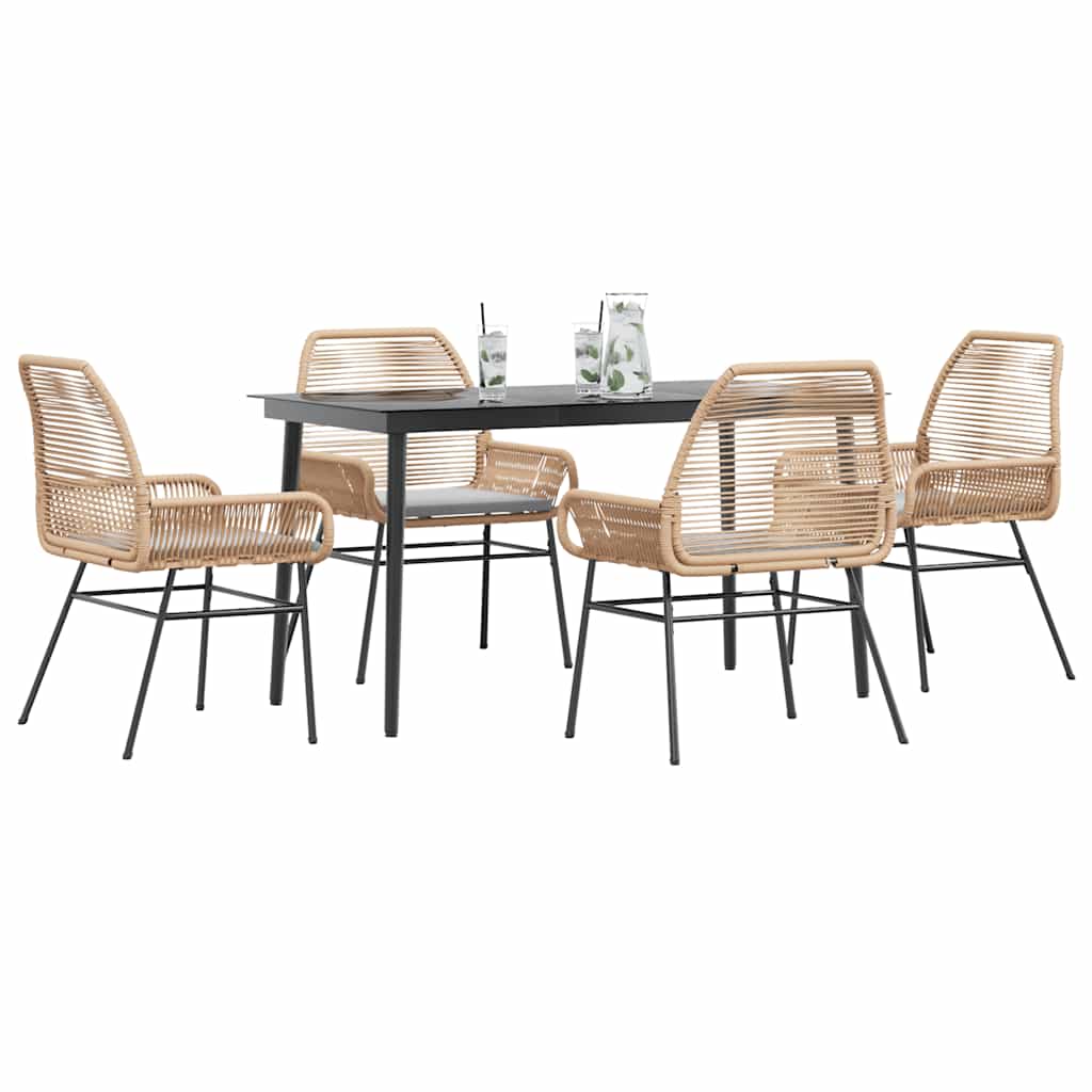 vidaXL 3-delige Tuinset met kussens poly rattan glas zwart