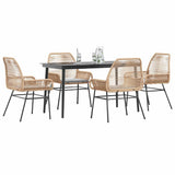 vidaXL 3-delige Tuinset met kussens poly rattan glas zwart