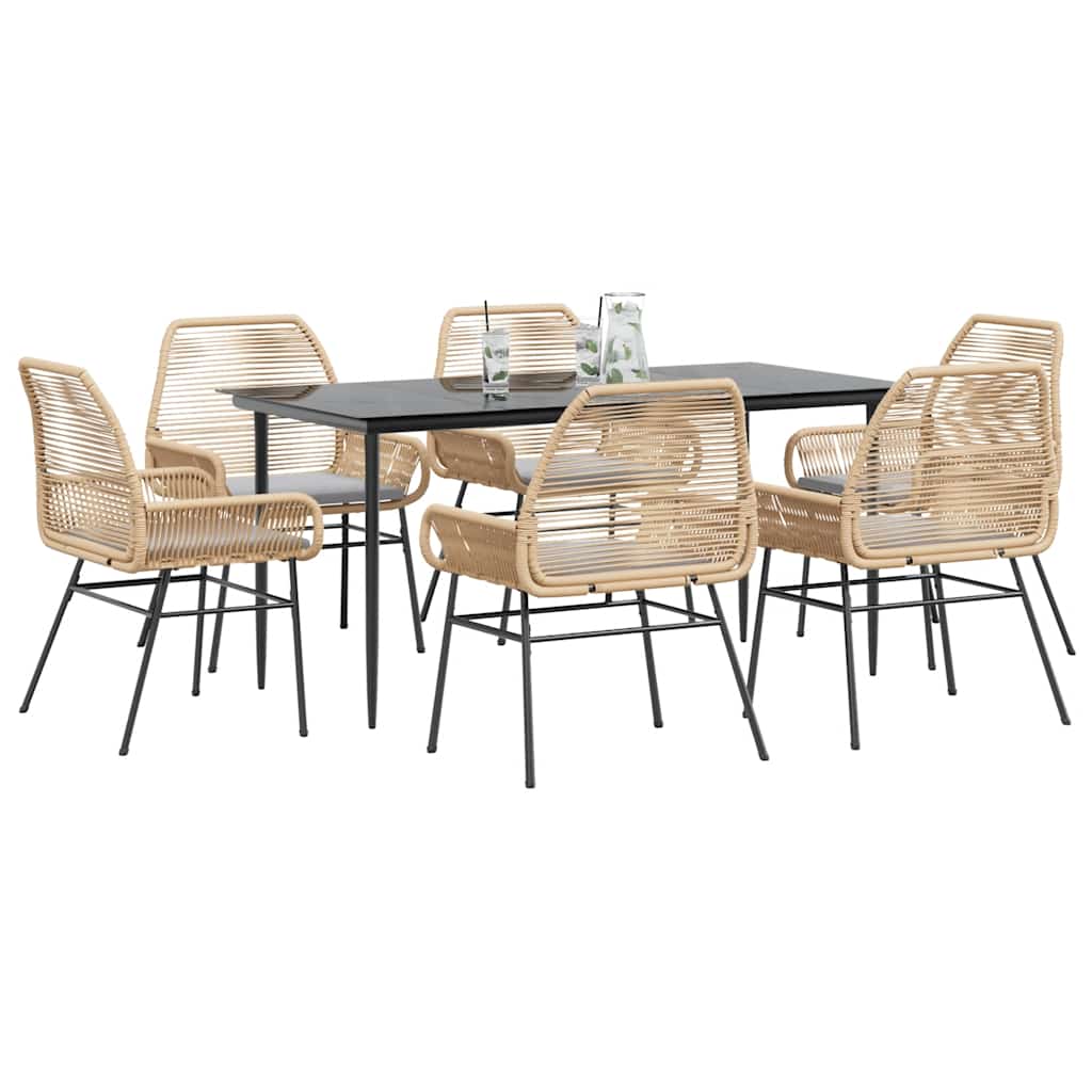 vidaXL 3-delige Tuinset met kussens poly rattan glas zwart