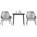 vidaXL 3-delige Tuinset met kussens poly rattan glas zwart