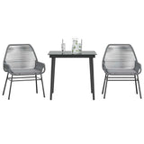 vidaXL 3-delige Tuinset met kussens poly rattan glas zwart