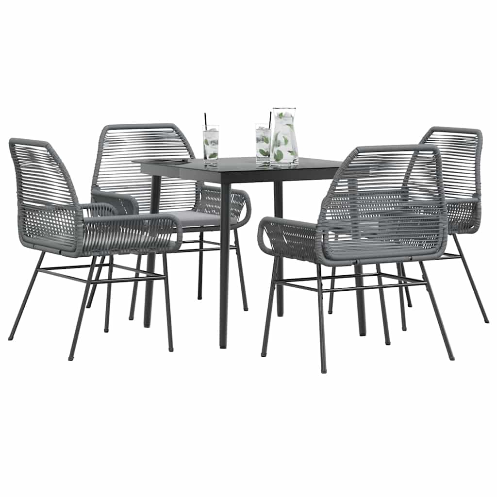 vidaXL 3-delige Tuinset met kussens poly rattan glas zwart