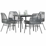 vidaXL 3-delige Tuinset met kussens poly rattan glas zwart