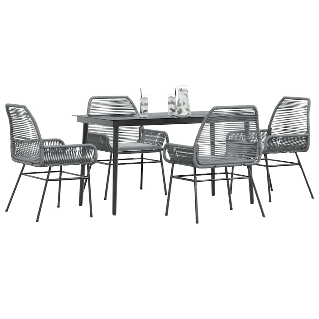 vidaXL 3-delige Tuinset met kussens poly rattan glas zwart