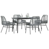 vidaXL 3-delige Tuinset met kussens poly rattan glas zwart