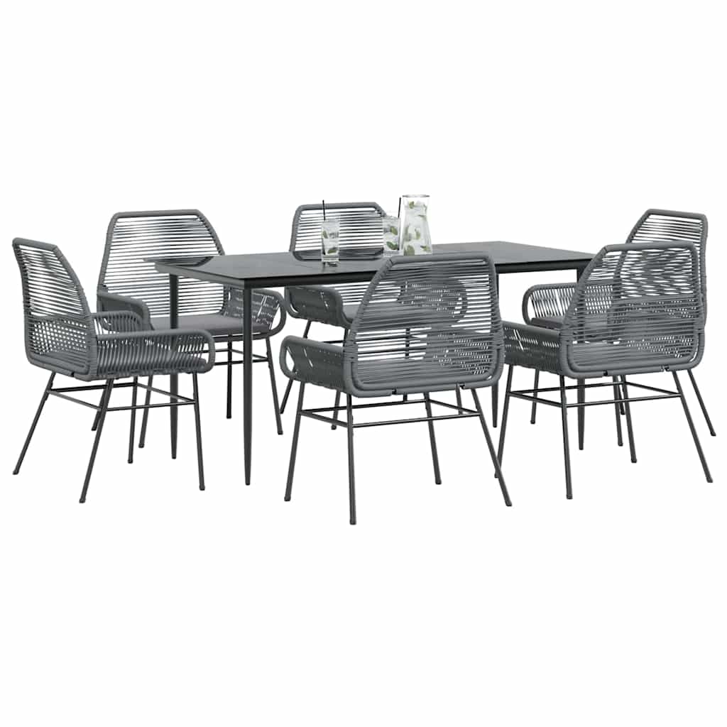 vidaXL 3-delige Tuinset met kussens poly rattan glas zwart