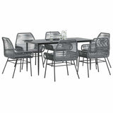 vidaXL 3-delige Tuinset met kussens poly rattan glas zwart