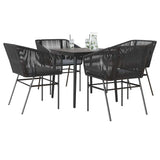 vidaXL 3-delige Tuinset met kussens poly rattan glas zwart