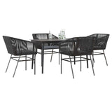 vidaXL 3-delige Tuinset met kussens poly rattan glas zwart