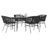 vidaXL 3-delige Tuinset met kussens poly rattan glas zwart
