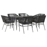 vidaXL 3-delige Tuinset met kussens poly rattan glas zwart