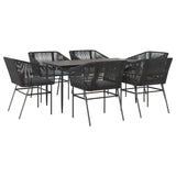 vidaXL 3-delige Tuinset met kussens poly rattan glas zwart