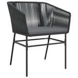 vidaXL 3-delige Tuinset met kussens poly rattan glas zwart