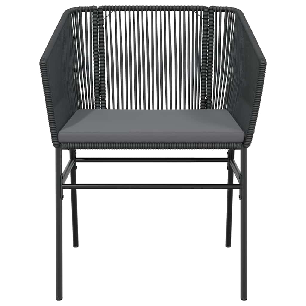 vidaXL 3-delige Tuinset met kussens poly rattan glas zwart