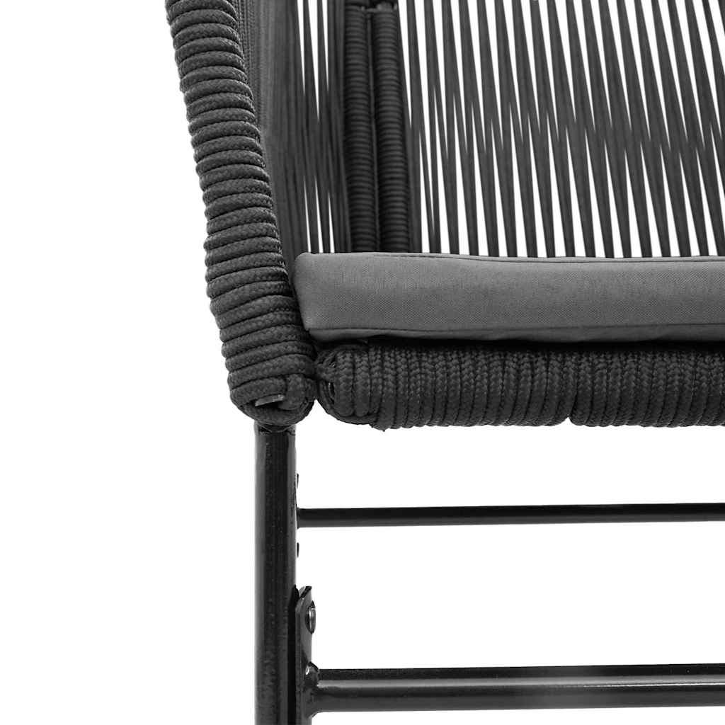 vidaXL 3-delige Tuinset met kussens poly rattan glas zwart