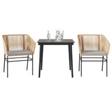 vidaXL 3-delige Tuinset met kussens poly rattan glas zwart