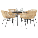 vidaXL 3-delige Tuinset met kussens poly rattan glas zwart