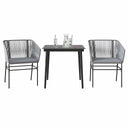 vidaXL 3-delige Tuinset met kussens poly rattan glas zwart