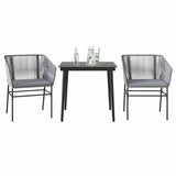 vidaXL 3-delige Tuinset met kussens poly rattan glas zwart