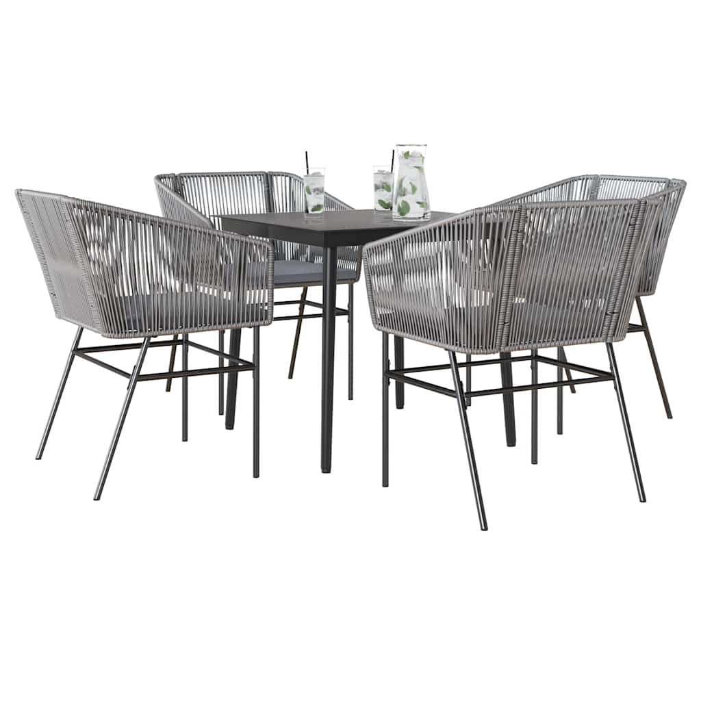 vidaXL 3-delige Tuinset met kussens poly rattan glas zwart