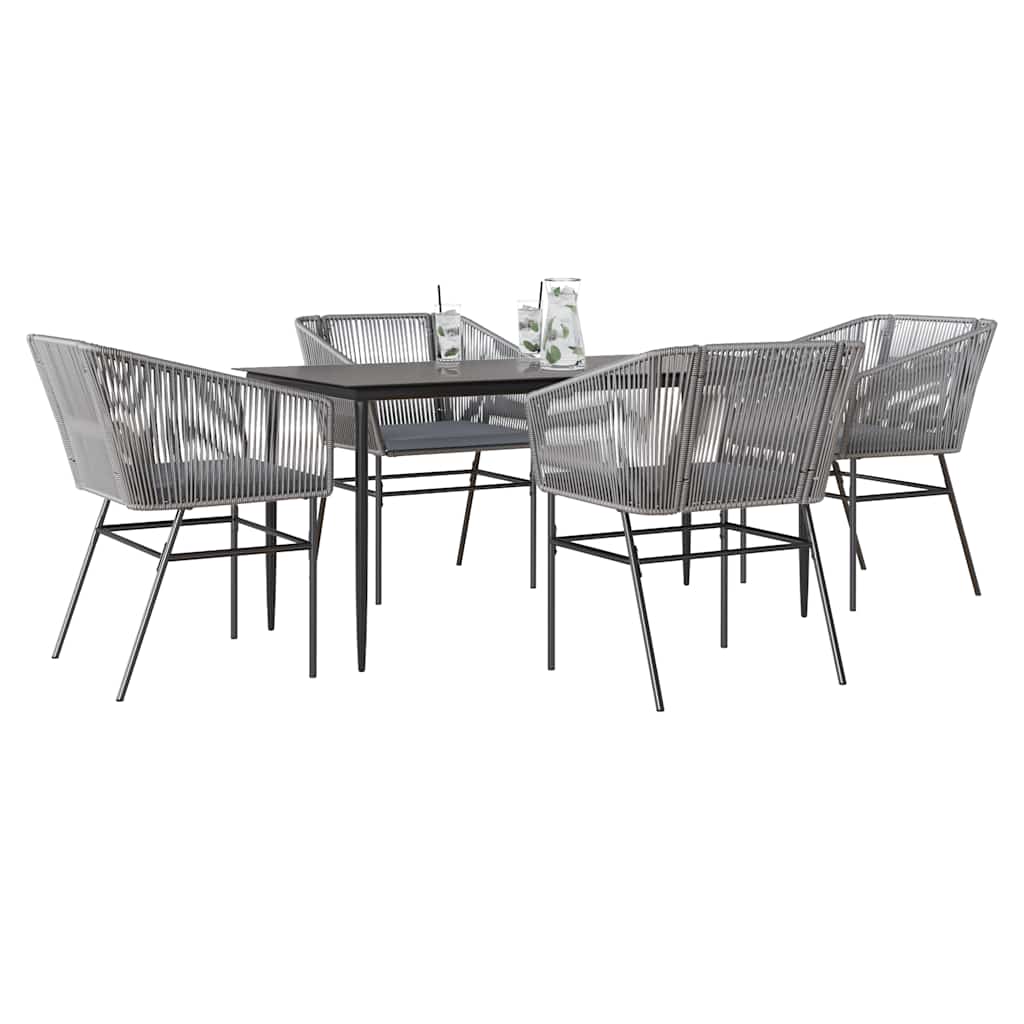 vidaXL 3-delige Tuinset met kussens poly rattan glas zwart