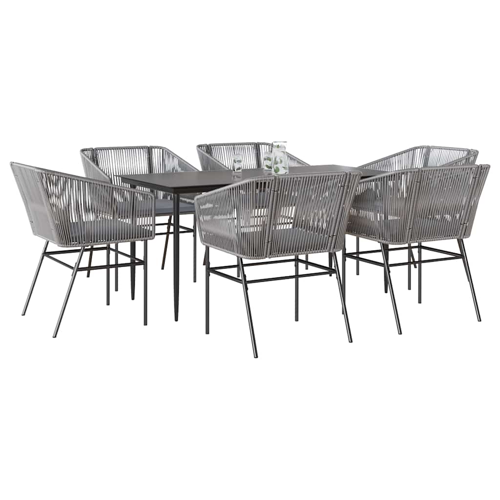 vidaXL 3-delige Tuinset met kussens poly rattan glas zwart