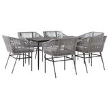 vidaXL 3-delige Tuinset met kussens poly rattan glas zwart