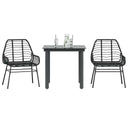 vidaXL 3-delige Tuinset poly rattan glas zwart