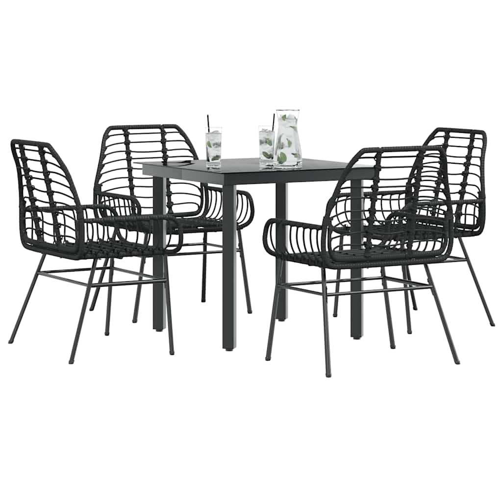 vidaXL 3-delige Tuinset poly rattan glas zwart
