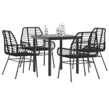 vidaXL 3-delige Tuinset poly rattan glas zwart