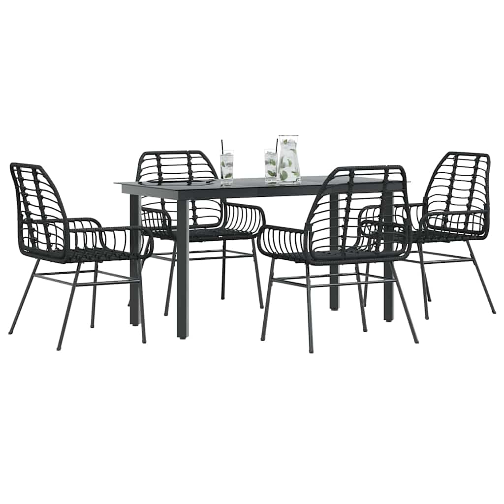 vidaXL 3-delige Tuinset poly rattan glas zwart