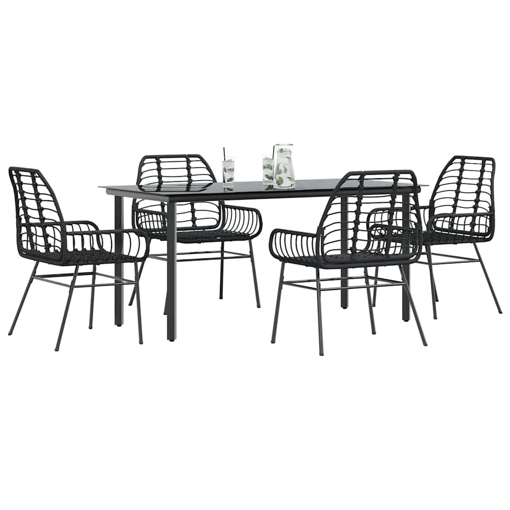 vidaXL 3-delige Tuinset poly rattan glas zwart
