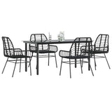vidaXL 3-delige Tuinset poly rattan glas zwart