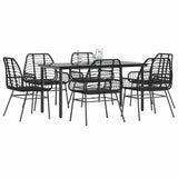 vidaXL 3-delige Tuinset poly rattan glas zwart