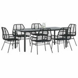 vidaXL 3-delige Tuinset poly rattan glas zwart