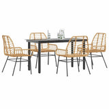 vidaXL 3-delige Tuinset poly rattan glas zwart