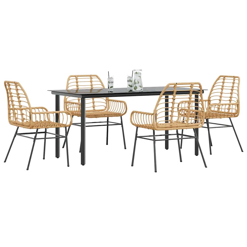 vidaXL 3-delige Tuinset poly rattan glas zwart