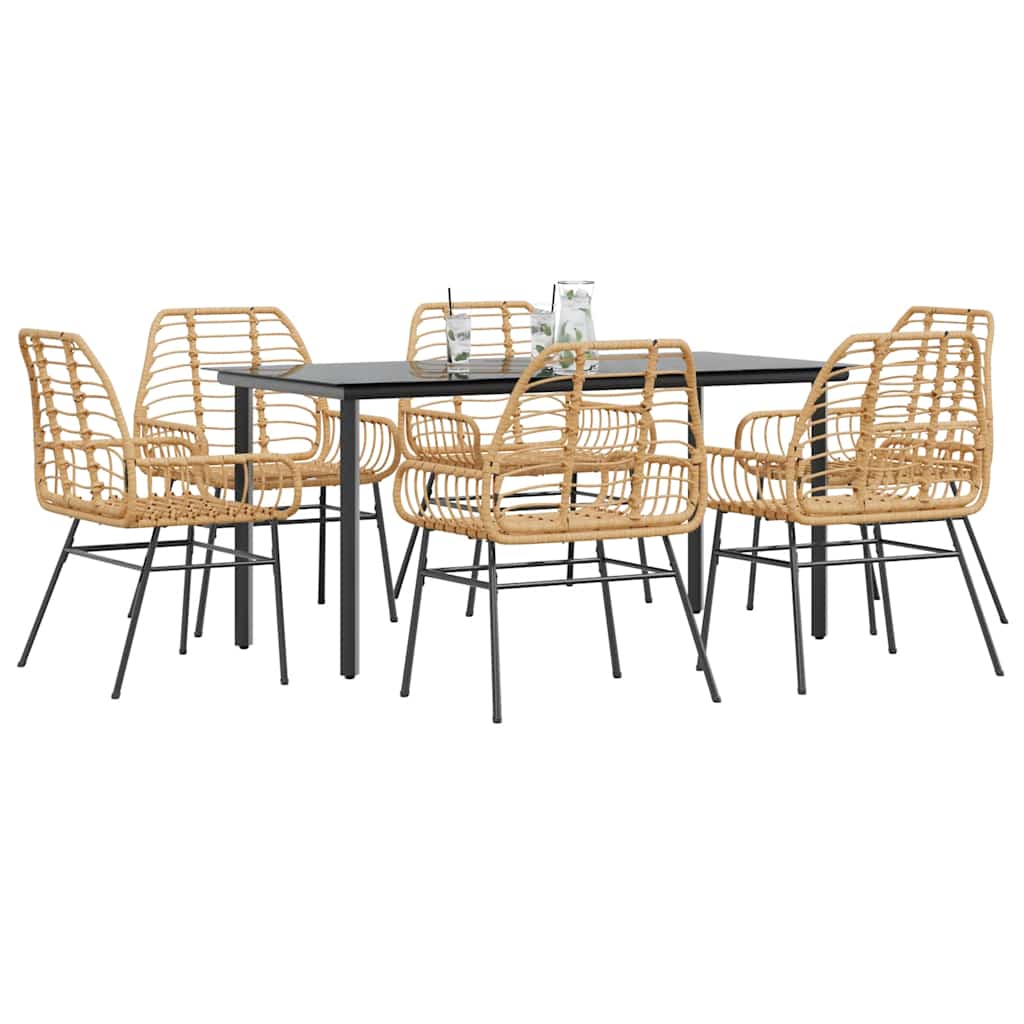 vidaXL 3-delige Tuinset poly rattan glas zwart
