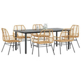 vidaXL 3-delige Tuinset poly rattan glas zwart