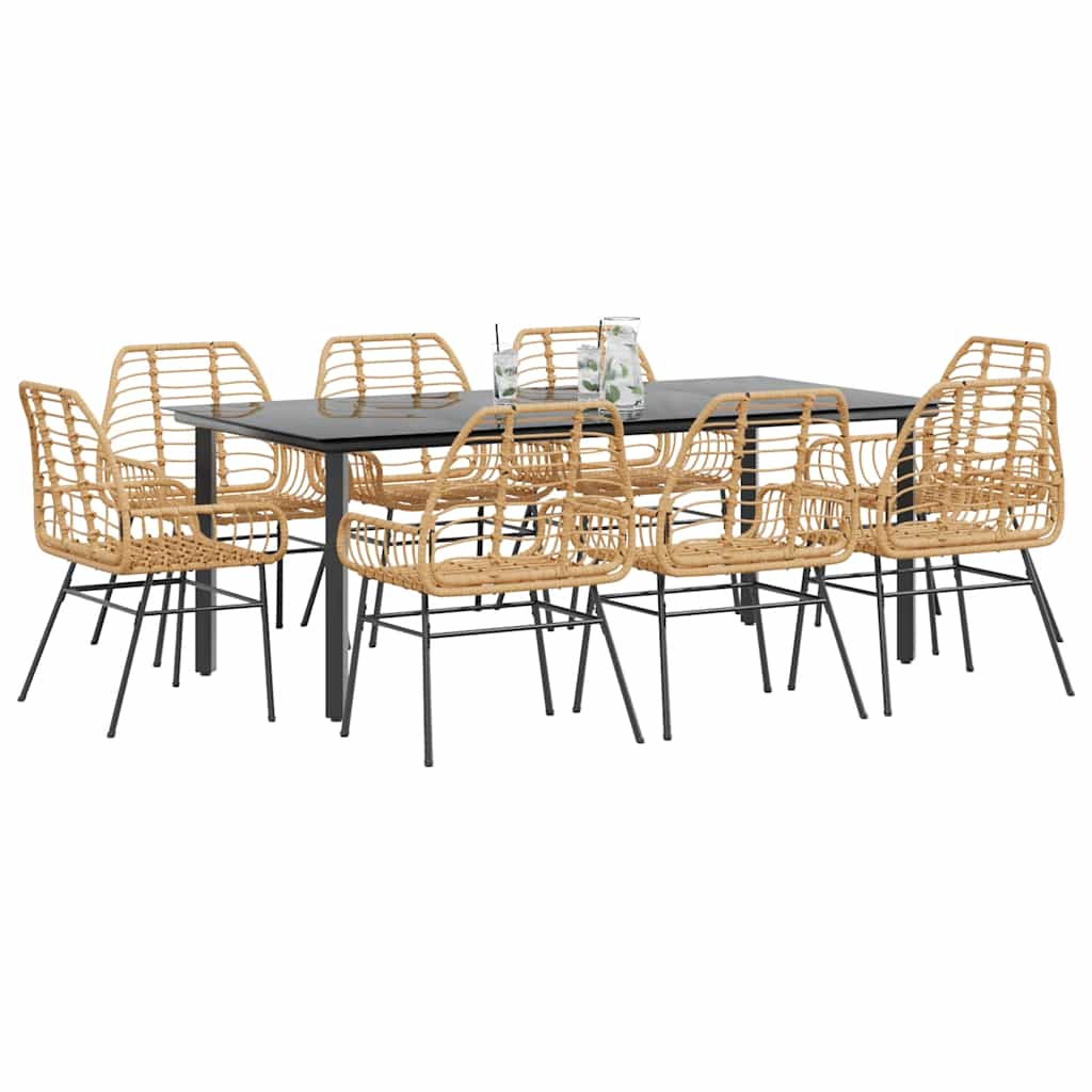 vidaXL 3-delige Tuinset poly rattan glas zwart