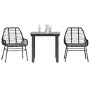 vidaXL 3-delige Tuinset poly rattan glas zwart