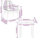 vidaXL 3-delige Tuinset poly rattan glas zwart