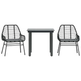 vidaXL 3-delige Tuinset poly rattan glas zwart
