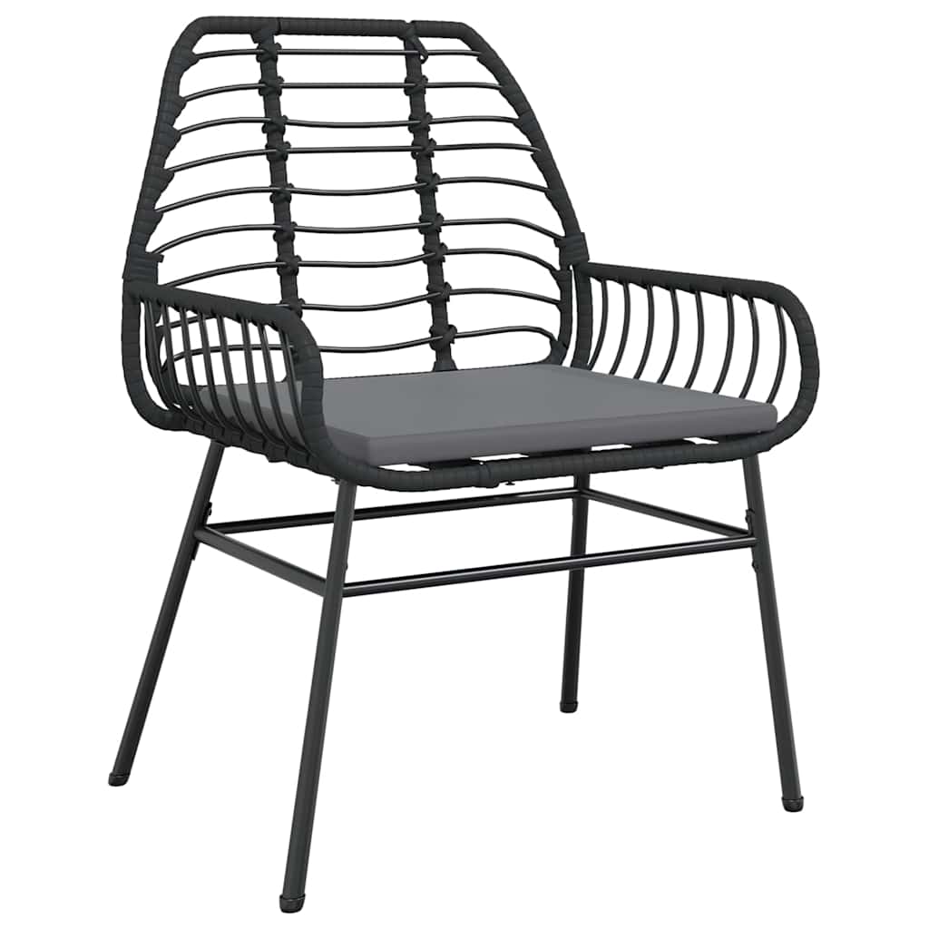 vidaXL 3-delige Tuinset poly rattan glas zwart