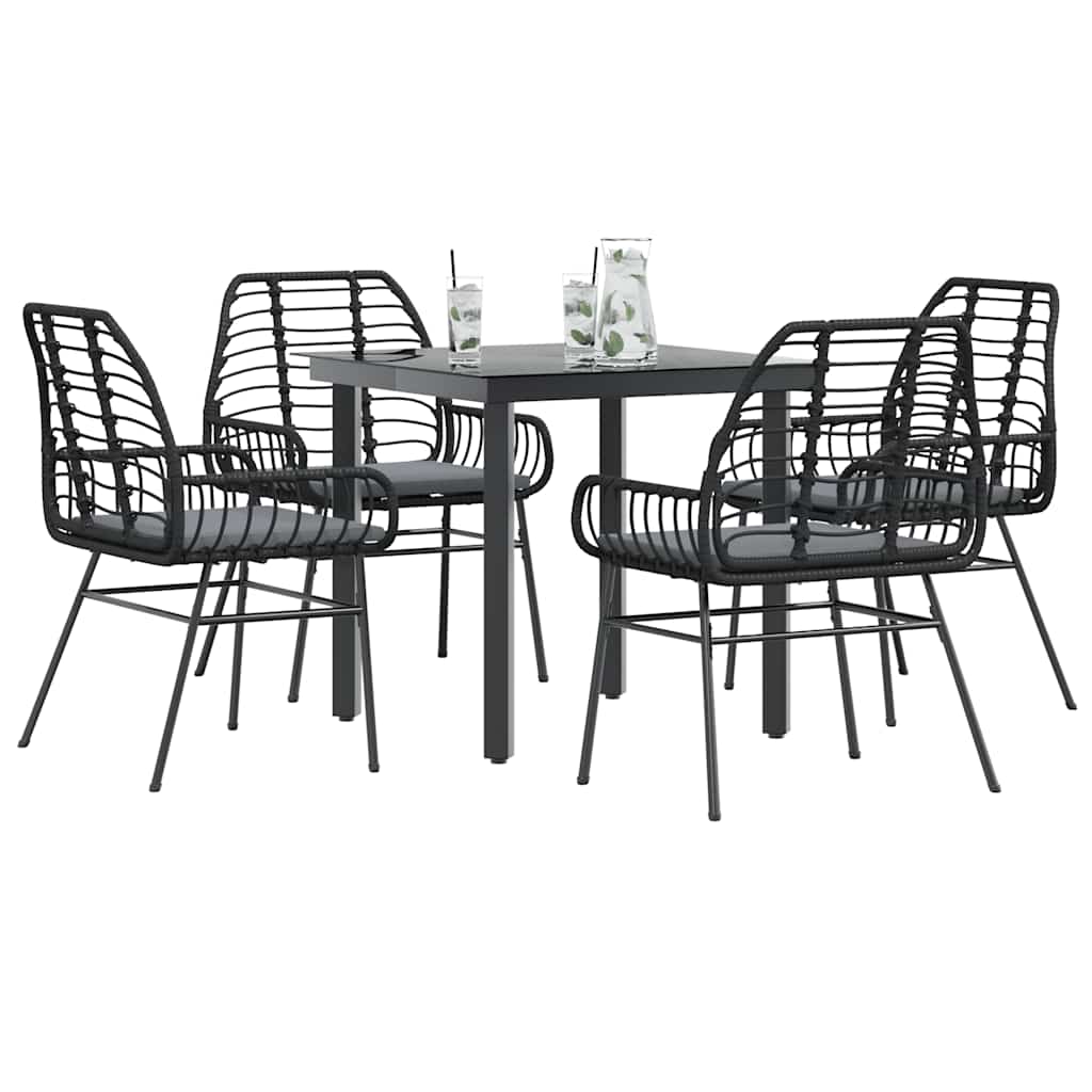 vidaXL 3-delige Tuinset poly rattan glas zwart