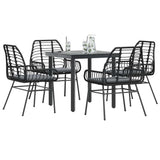 vidaXL 3-delige Tuinset poly rattan glas zwart