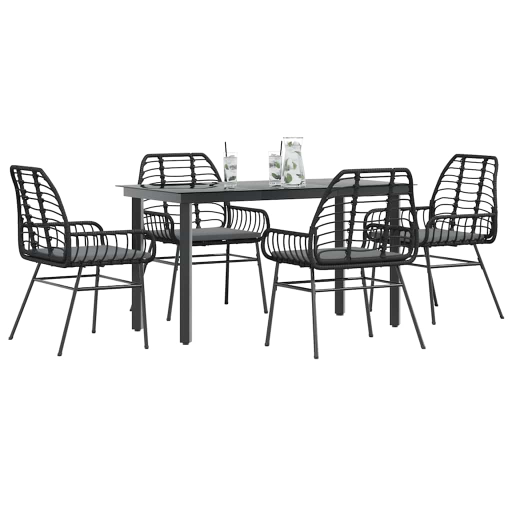 vidaXL 3-delige Tuinset poly rattan glas zwart