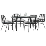 vidaXL 3-delige Tuinset poly rattan glas zwart